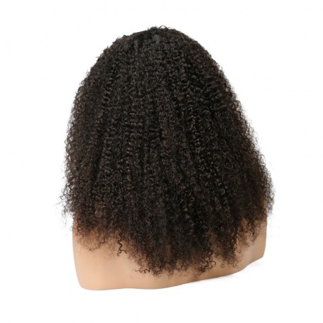 Frontal Lace wig 13x4 Kinky Curl Brazilian Remy Avec Baby Hair dens...