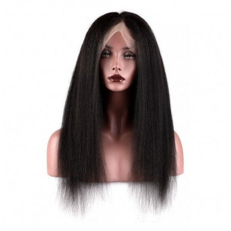 Frontal Lace Wigs  Kinky Straight 13x4 Middle Part  Brazilian Remy Hair Avec Baby Hair