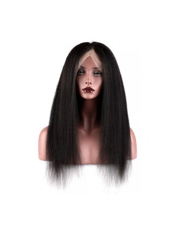 Frontal Lace Wigs  Kinky Straight 13x4 Middle Part  Brazilian Remy Hair Avec Baby Hair
