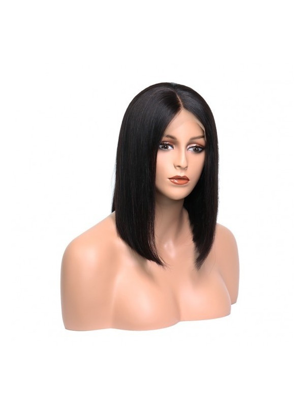 Frontal Lace wig 13x4 Bob Lisse Brazilian Remy Hair densité 180