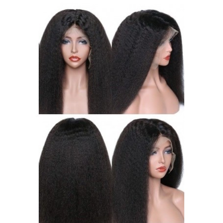 Frontal Lace wig 13x4 Kinky straight Brazilian Remy Avec Baby Hair ...