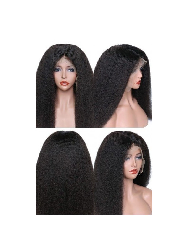 Frontal Lace wig 13x4 Kinky straight Brazilian Remy Avec Baby Hair ...