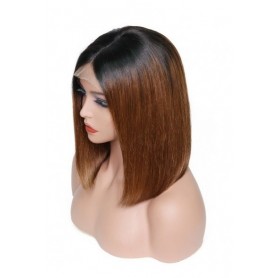 Frontal Lace wig 13x4 bob ombré 1B/30 Brazilian Remy Avec Baby Hair 
