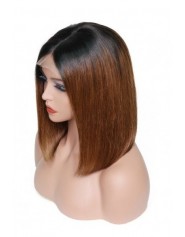 Frontal Lace wig 13x4 bob ombré 1B/30 Brazilian Remy Avec Baby Hair 