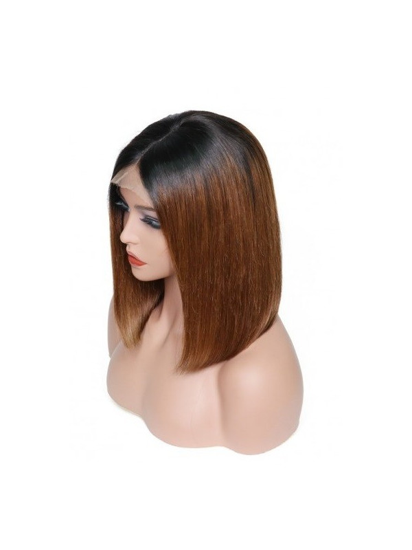 Frontal Lace wig 13x4 bob ombré 1B/30 Brazilian Remy Avec Baby Hair 