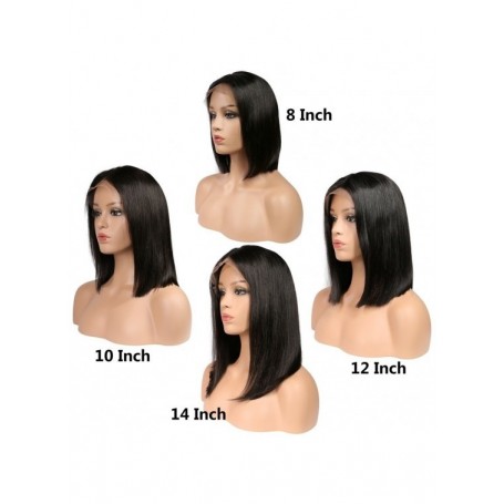 Frontal Lace wig 13x4 Bob Lisse Brazilian Remy Hair densité 180