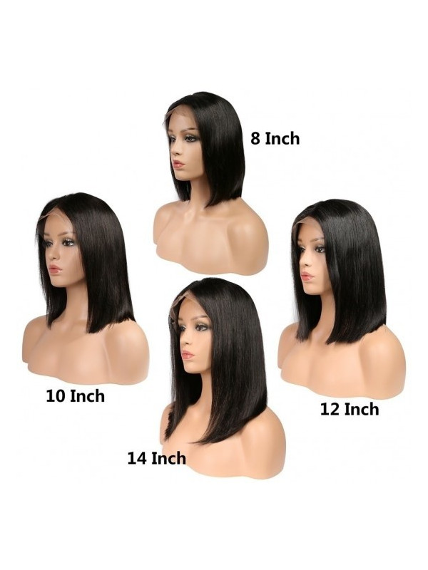 Frontal Lace wig 13x4 Bob Lisse Brazilian Remy Hair densité 180