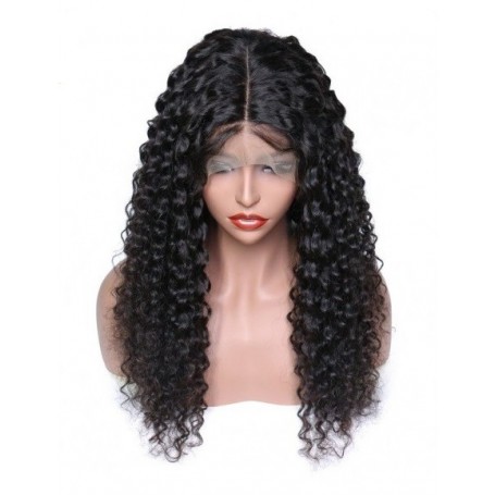 Frontal Lace wig 13x4 Deep Wave Brazilian Remy Avec Baby Hair densi...