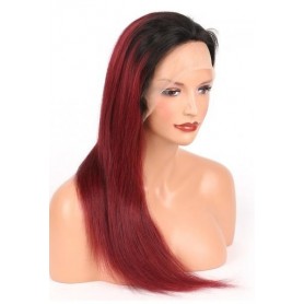 Frontal Lace wig 13X4 100% cheveux brésilien Remy lisse 1b/99J avec baby hair 