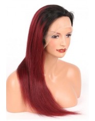 Frontal Lace wig 13X4 100% cheveux brésilien Remy lisse 1b/99J avec baby hair 