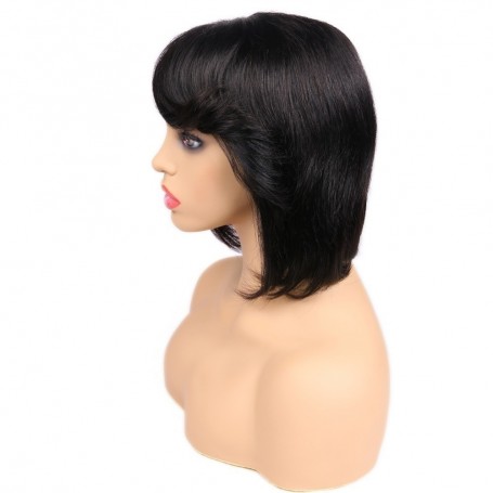 Perruques Courte à Frange Droite 100% cheveux humains