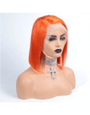 Frontal Lace wig 13x4 Lisse Brésilien Remy Hair Avec Baby Hair orange