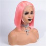 Frontal Lace wig Lisse Brésilien Remy Hair Avec Baby Hair pink