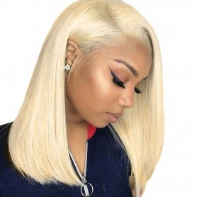 Frontal Lace wig 13x4 Lisse Brésilien Remy Hair Avec Baby Hair blond