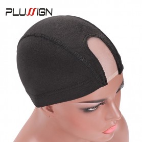 Plussign-bonnet pour perruque sans colle filet cheveux lastique en maille u-part noire Spandex vente en 