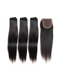 Tissage brésilien 100% naturel cheveux humains lisses x3 et closure x1