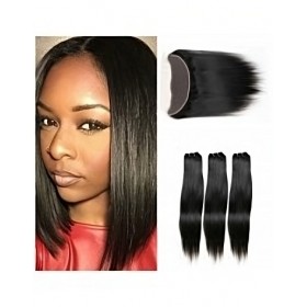 Tissage brésilien 100% naturel cheveux humains lisses x3 et closure x1