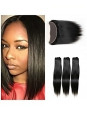 Tissage brésilien 100% naturel cheveux humains lisses x3 et closure x1
