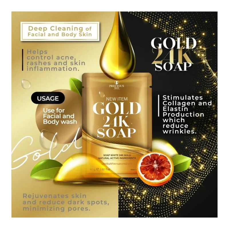 Savon Éclaircissant Et Exfoliant Gold 24k