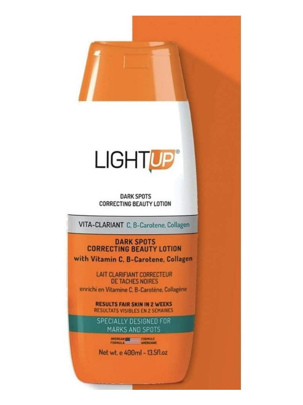 Lait Light up 400ml, Lait Clarifiant, À La Vitamine C Et B, Carotène, Collagène. Clarifiant Et Éclaircissant